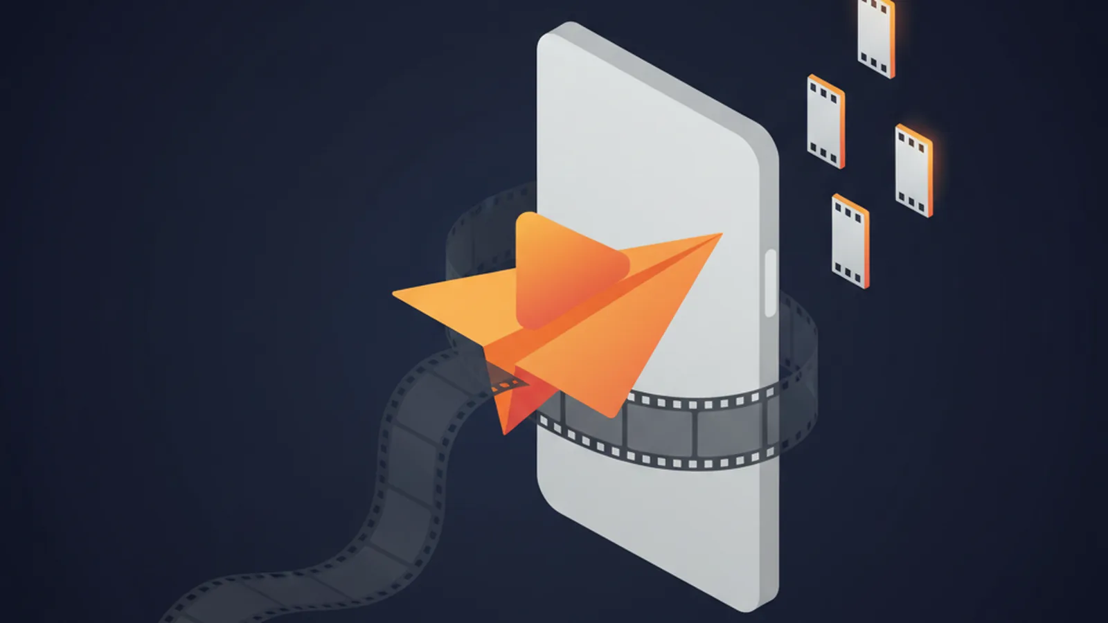 A long film strip blocking a play arrow while short clips pass through