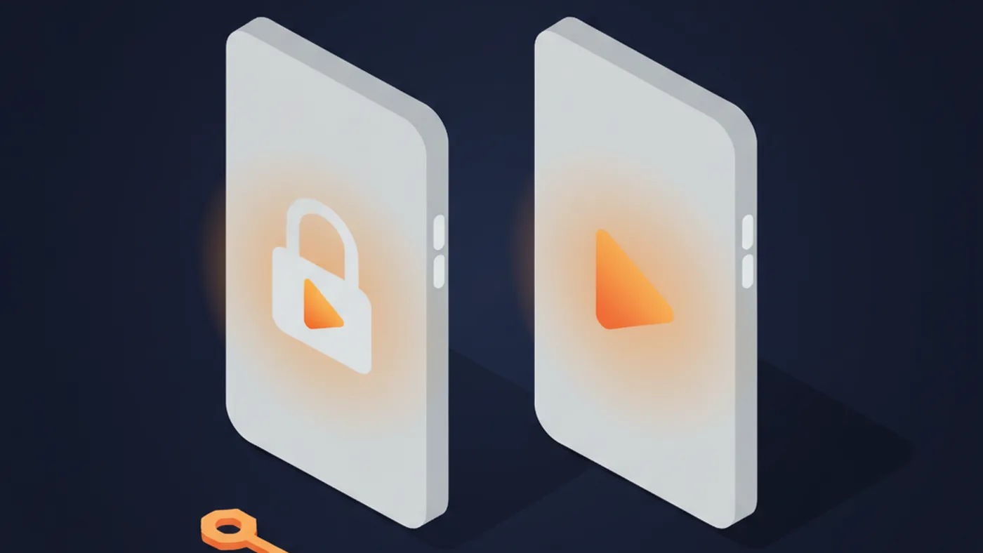 A locked video next to an unlocked one that plays